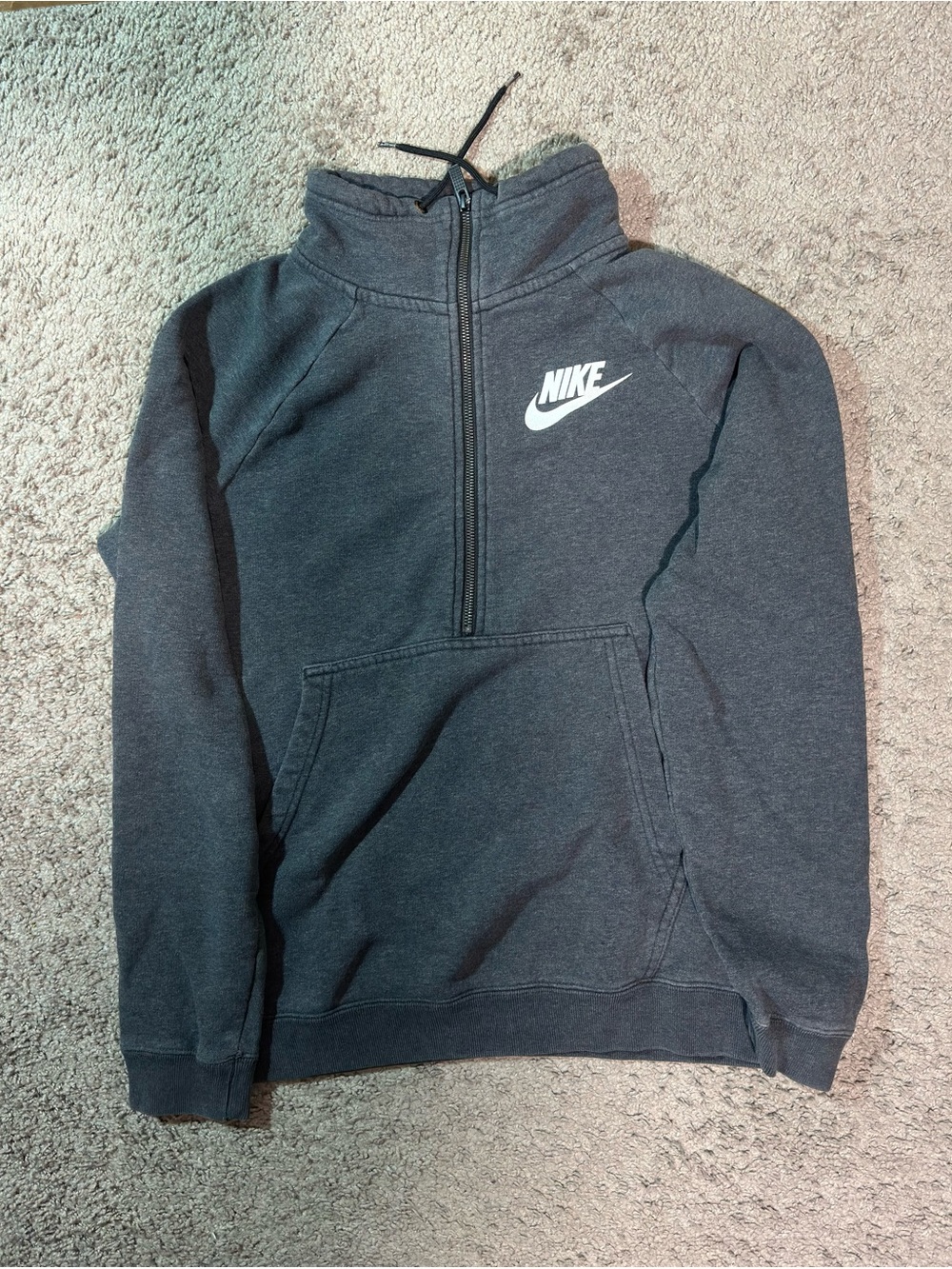 Nike Men's Charcoal Gray Half-Zip Pullover with Swoosh